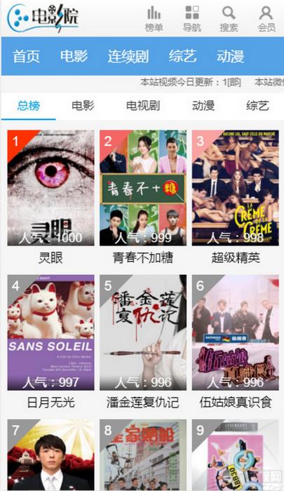 超级好看的苹果CMS V8最新蓝色风格手机模板-源来如此