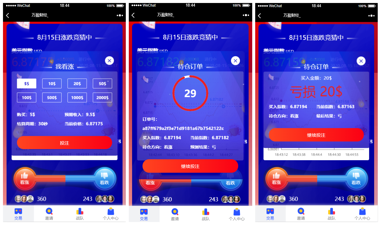 【USDT指数涨跌】蓝色UI二开币圈+万盈财经币圈+充值提现+K线正常+大盘涨跌竞猜插图2